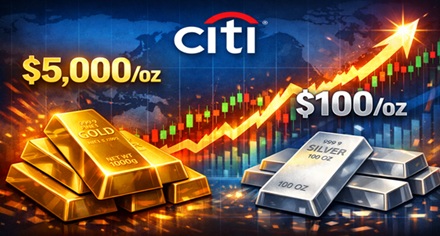 黄金将在3月达到5000美元/盎司,白银100美元/盎司,但黄金随后将面临调整风险——花旗集团 黄金将在3月达到5000美元/盎司,白银100美元/盎司,但黄金随后将面临调整风险——花旗集团