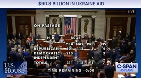 311比112 美国会众议院通过608亿美元援乌法案